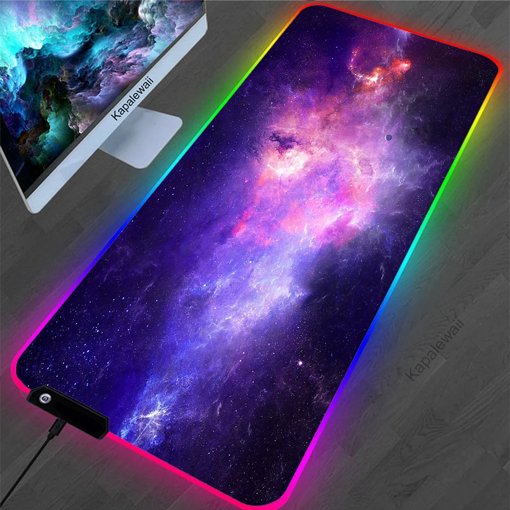 

Space Mouse Pad LED Light Gaming Mousepad Custom HD Home Mouse Mat Playmat Non-Slip Desk Mat Laptop Rubber Carpet With Backlight