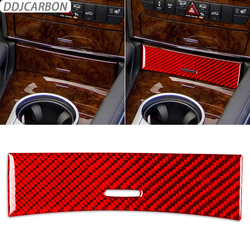 

Carbon Fiber Central Storage Box Panel Trim Cover Car Interiors Accessories Decoration Sticker For Benz M-class W164 2005-2011