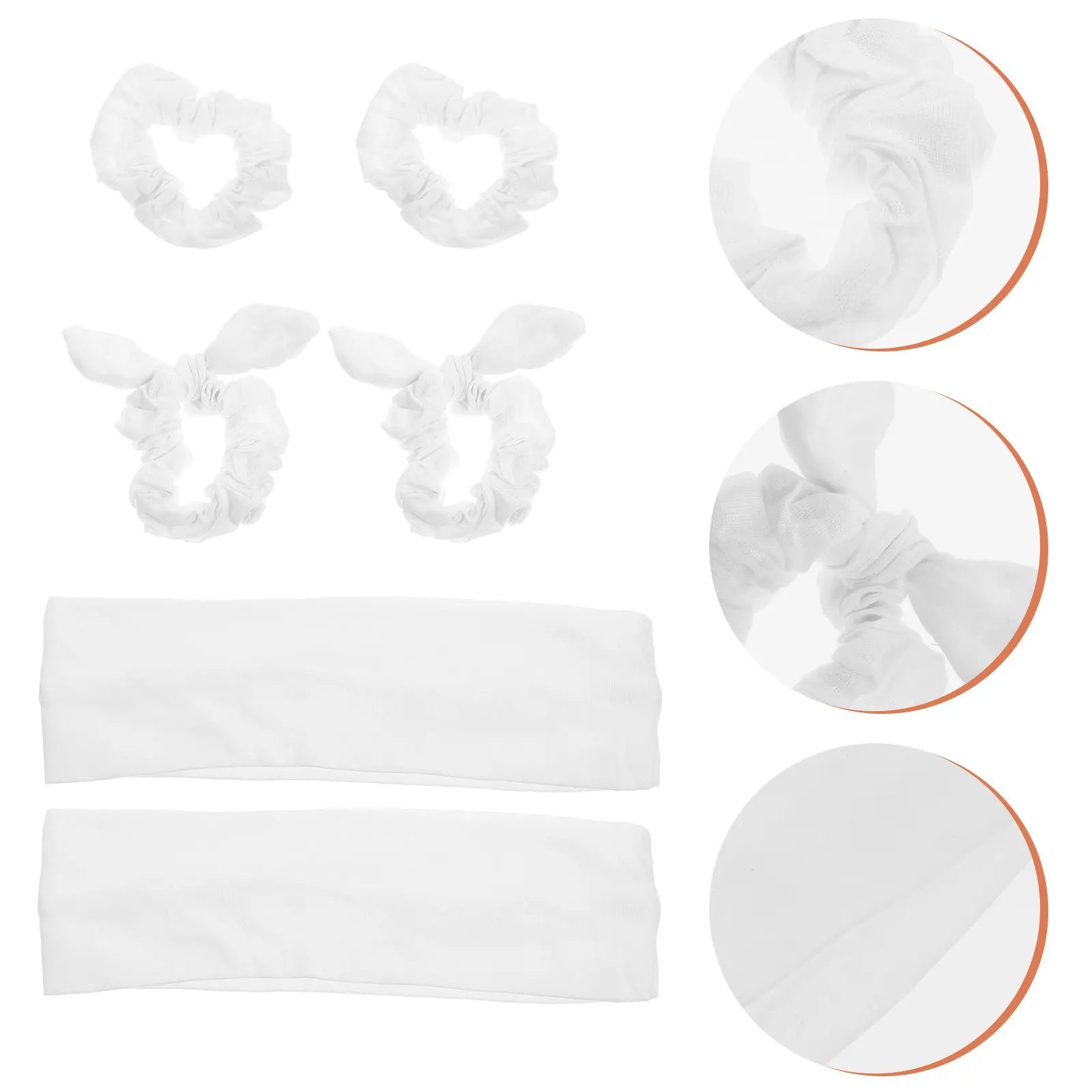 

1Set White Rabbit Ear Hair Scrunchies Elastic Ponytail Holders for Women Girls Stylish Elegant Hair Accessories Headbands