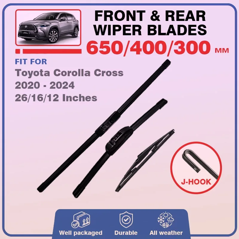 

For Toyota Corolla Cross XG10 2020 2021 2022 2023 2024 Hybrid Front Rear Wiper Blade Windshield Window 26"16"12" Accessories
