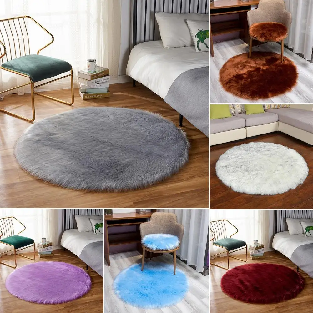 

Winter Bedroom Luxurious Winter Plush Round Carpet with Ultra-soft Texture Anti-slip Backing Cozy Room Decoration for Room Sofa