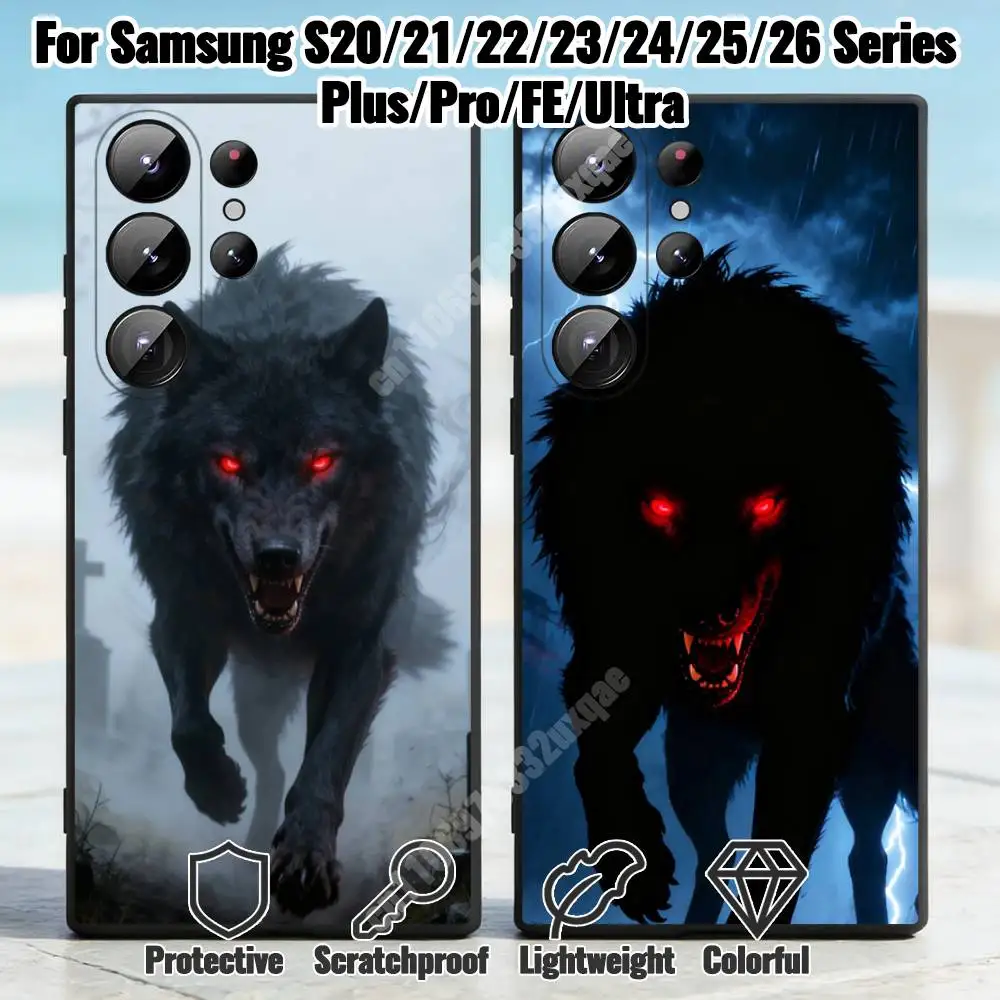 Aggressive Wild Wolf Lord Phone Case for Samsung Galaxy S30 26 25 Ultra Plus S24 23 22 FE Lite S21 20 TPU Cover