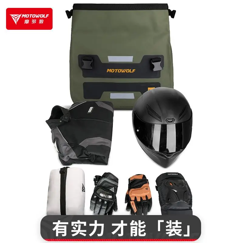 Motowolf Waterproof Large Capacity Universal Motorcycle Tail Rear Seat Bag Riding Luggage Pannier Saddlebag Mototravel Knight view 5
