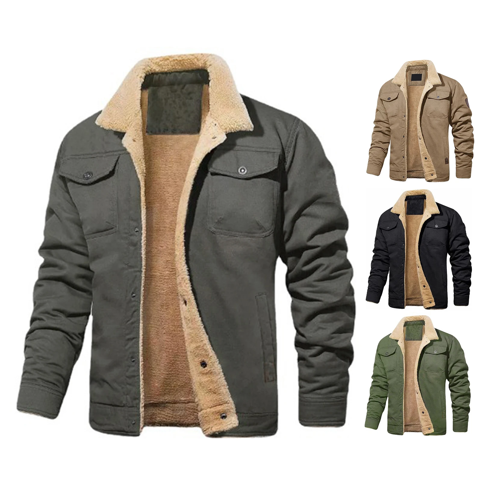 

Winter Men Thick Jackets and Coats Warm Fleece Jacket Fashion Mens Black vintage Men Coat Plus Large Size 3xl