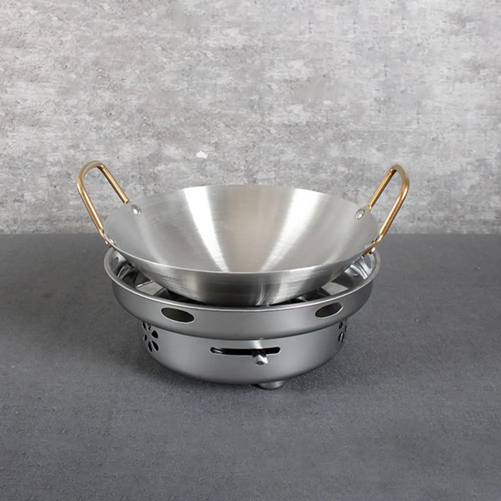 

Stainless Steel Dry Pot Double Handles Anti Scalding Non Slip Smooth Design Compatible Gas Stove Easy Clean Kitchenware