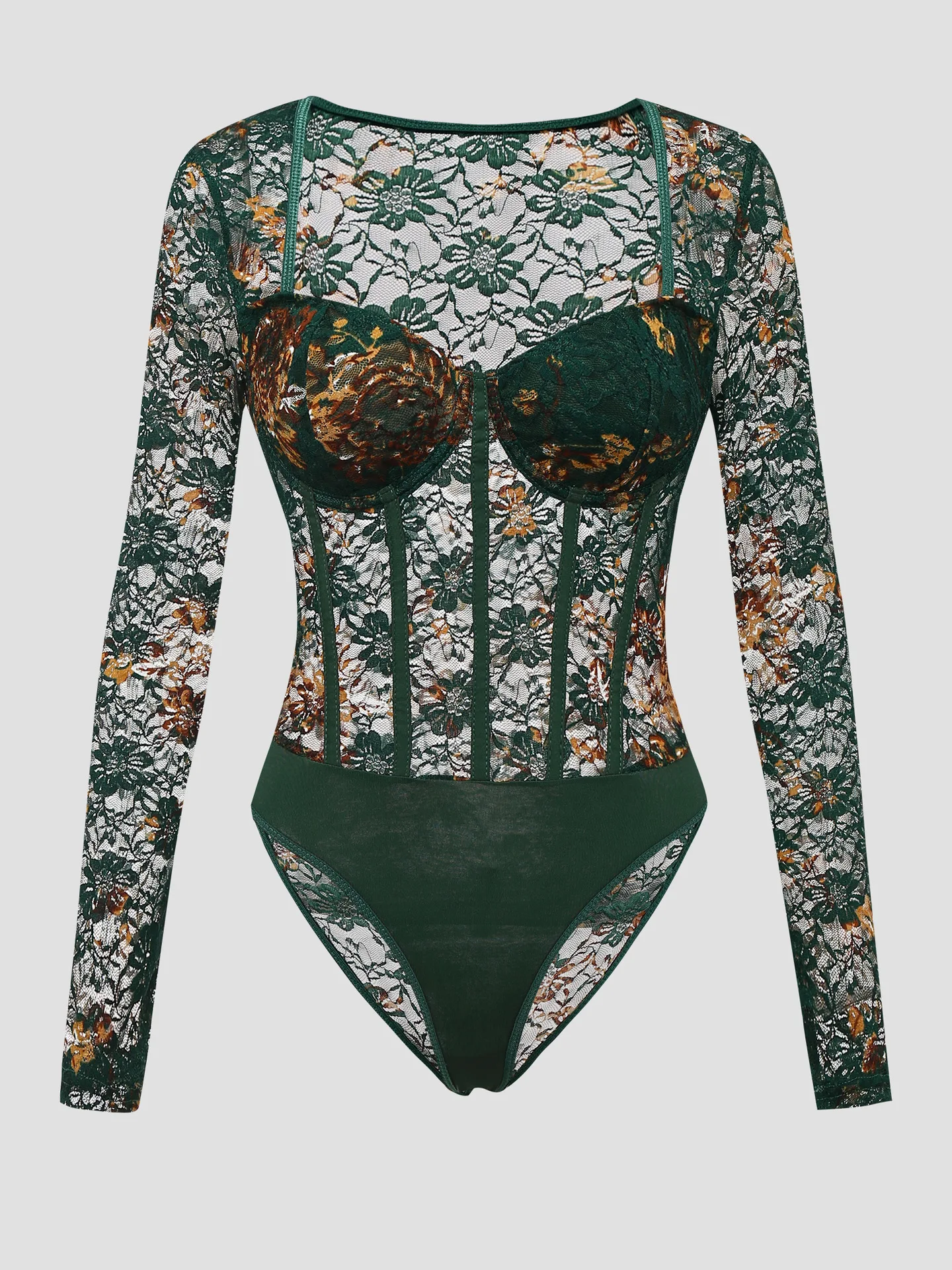 

Lace See tough Long Sve Slim Fit Jumpsuit High Waist orts Polyester Fiber Street Sle Thin Model Chinese Production