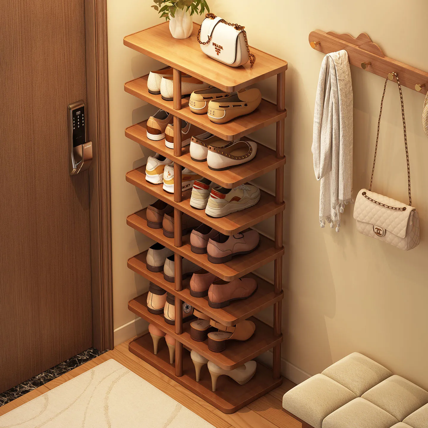 Shoe rack, multi-layer narrow shoe cabinet at home entrance, simple shoe storage rack, balcony storage rack, storage cabinet