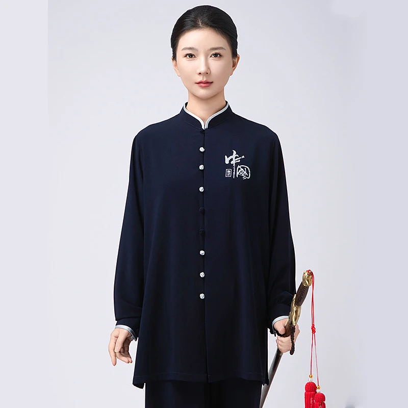 Women's Unisex Tai Chi Suit Autumn/Winter Thickened Thermal Stretch Cotton Blend Martial Arts Training Wear Baduanjin Exercise N