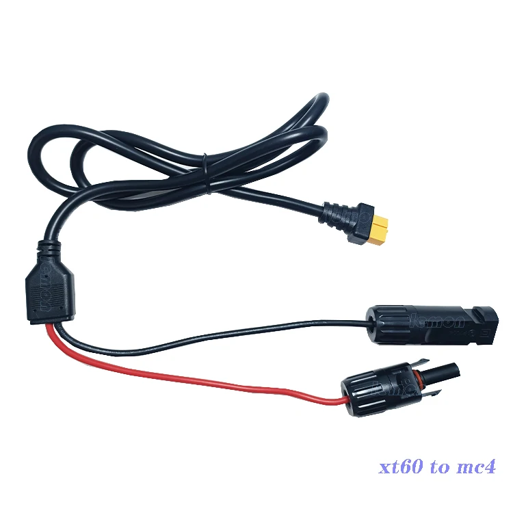 Solar to XT60 Charge Extension Cable 12AWG Solar Connector to XT60 Adapter Cable for Solar Panel to Battery RV Power Station