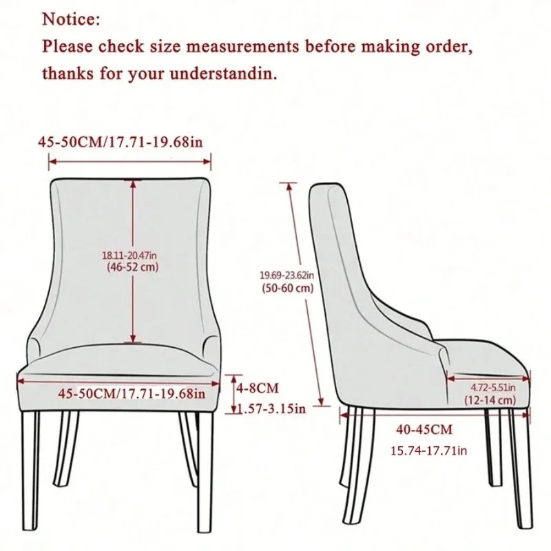 1/2pcs Jacquard Elastic Chair Cover for Dining Room Sloping Back Small Armchair Slipcover Solid Color Wedding Home Decor