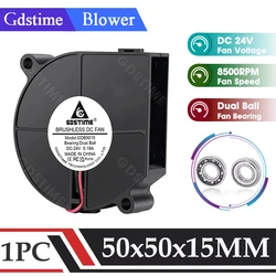 Gdstime 5015 Blower 24V Fan 50x50x15MM Radial Turbo Blower 50MM Dual Ball 8500RPM High Speed Cooler for 3D Printer Parts Cooling