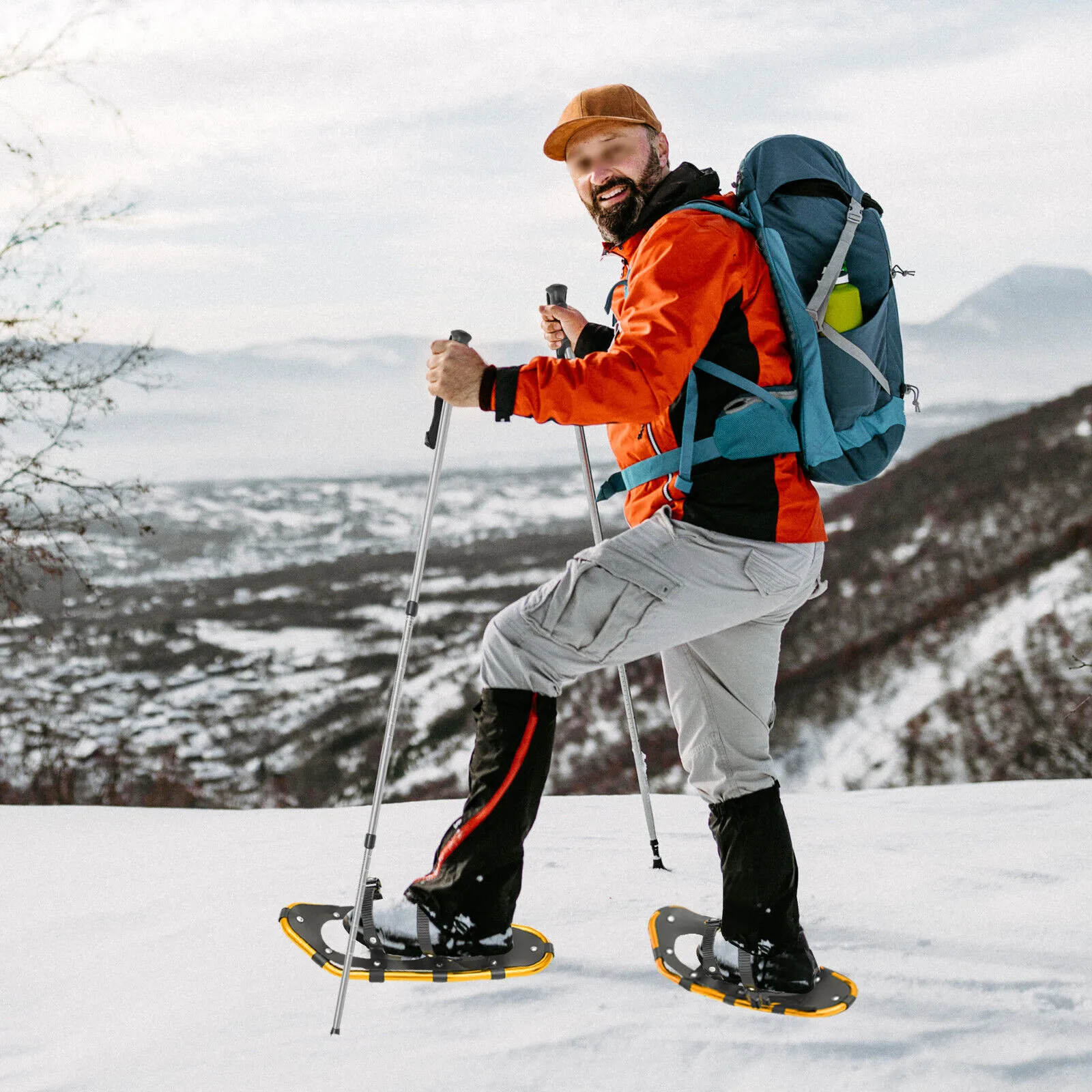 

21 Inch Snowshoes with Adjustable Trekking Poles, 66-154lbs Load Capacity for Men Women, Aluminum Frame Snow Shoes for Hiking