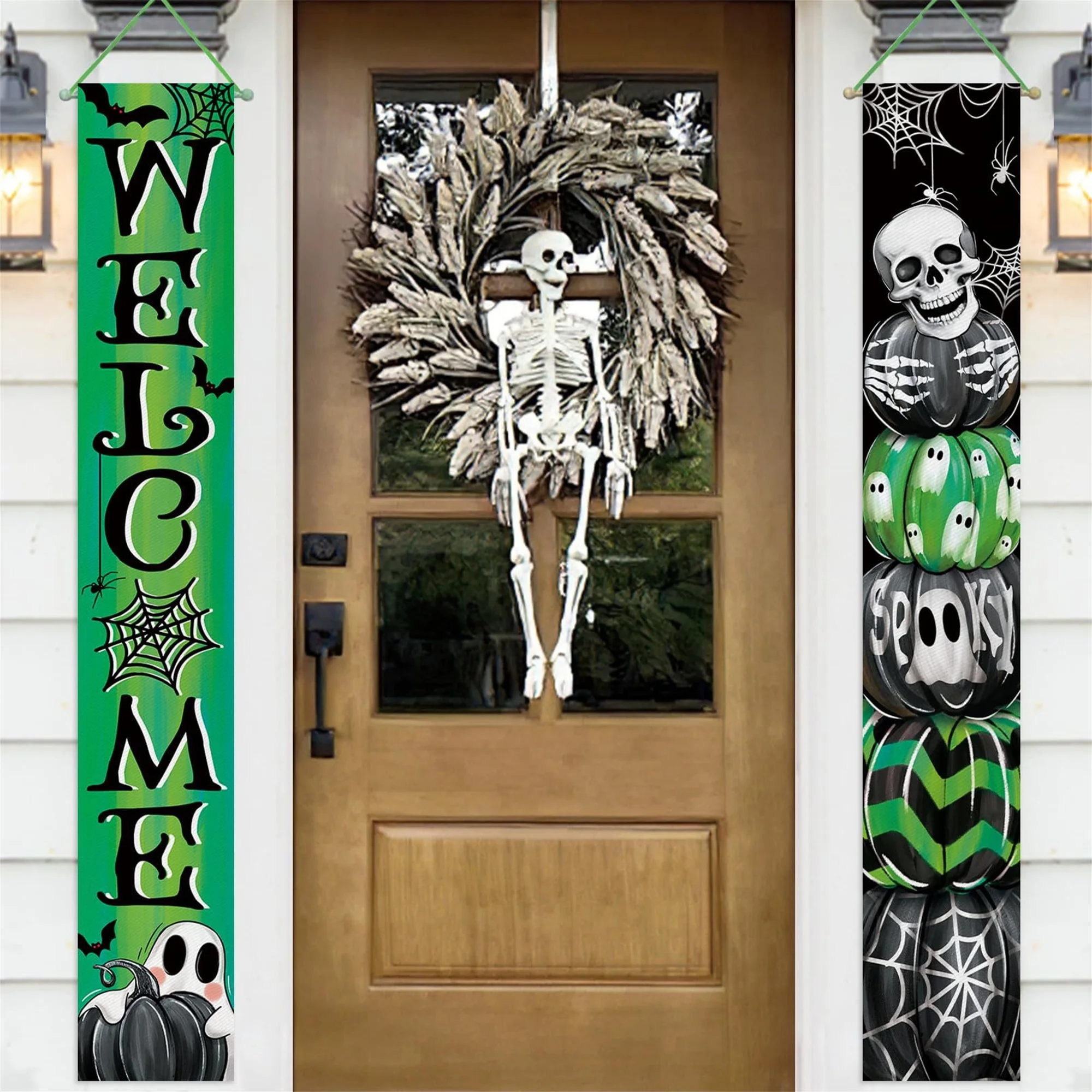 

Жуткий набор уличных украшений на Хэллоуин с подвесным знаком приветствия, баннеры для передней двери, крыльца, дворовые куплеты и вечеринка