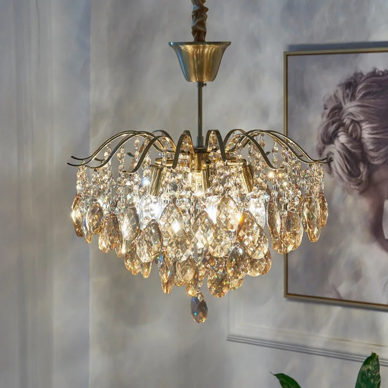 Modern Luxury French Crystal Pendant Lamp Lustre Fixture Living Room Ceiling Chandeliers Dining Table