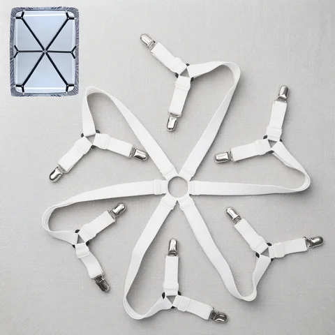 12 Clips Adjustable Elastic Bed Sheet Holder Mattress Clip Fasteners Cover Blankets Non-Slip Fixing Strap Grippers Black/White