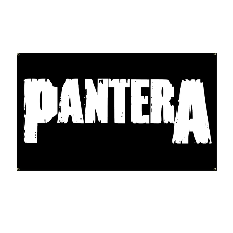 Tapiz de pared con bandera de Pantera Band, decoración artística de poliéster blanco y negro para dormitorio, estudio de música, perfecto para espacios temáticos de Panera