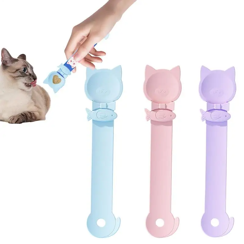 Squeeze Cat Strip Spoon Cat Strip Squeeze Cat Food Spoon Non-Stick Cat Kitchen Accessories Pet Treat Dispenser For Families