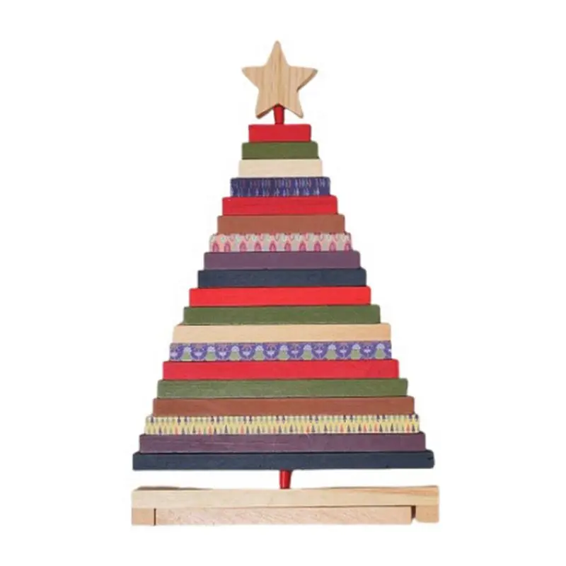 Wooden Christmas Trees Figurines Christmas Decorations Home Accessories Rotatable Miniatures Aesthetic Room Decor Gift