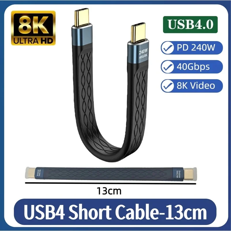 USB 4 Data Cable 40Gbps USB C to Type C Short Cable 40gbps PD240W 8K 60Hz for Thunderbolt 3/4 iPhone15 Huawei Xiaomi  Power Bank