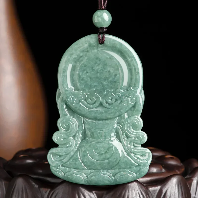 Natural A Cargo Emerald Handmade Guanyin Pendant Fashion Boutique Jewelry Men's Women's Jade Necklace Tripper