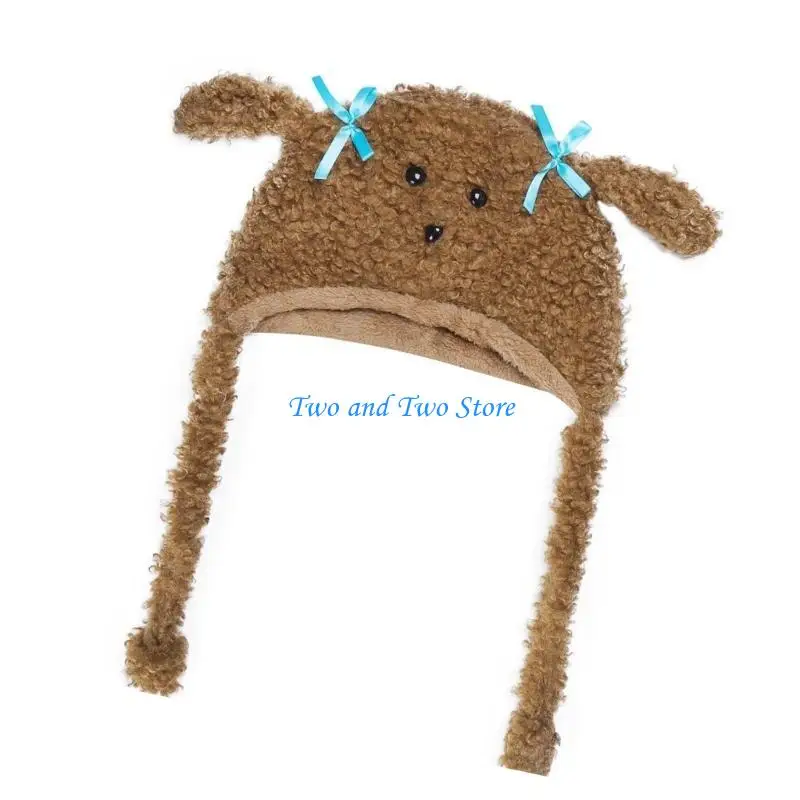 

HX6F Cartoon Head Wrap Furry Puppy Soft Thicken Hood for Women Outdoor Wear