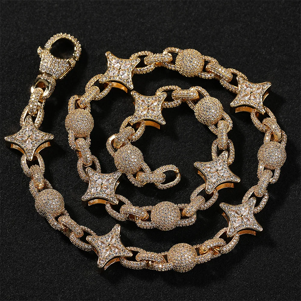 Icedminer 17mm Star Chain Iced Out Cuban Link Chain Bracelets for Men Women Brass Zircon Hip Hop Jewelry Free Shipping view 2