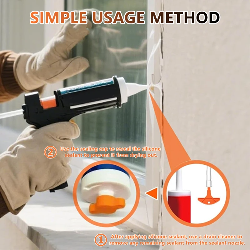 Sealant Nozzle Cleaner Cap Set , Universal Glue Nozzle Cleaner, Prevents Drying For Glass Caulk Tubes Standard Size DIY Tool