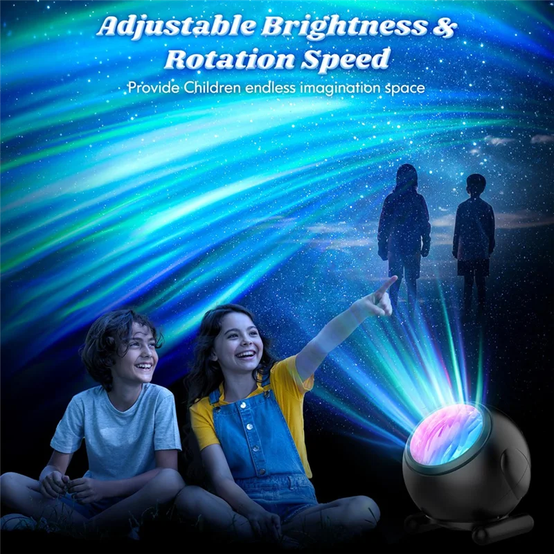 A26F-Northern Lights Projector With White Noise & Remote Control-8 Effects, Adjustable Galaxy Bedroom Light, Sleep Aid Timer
