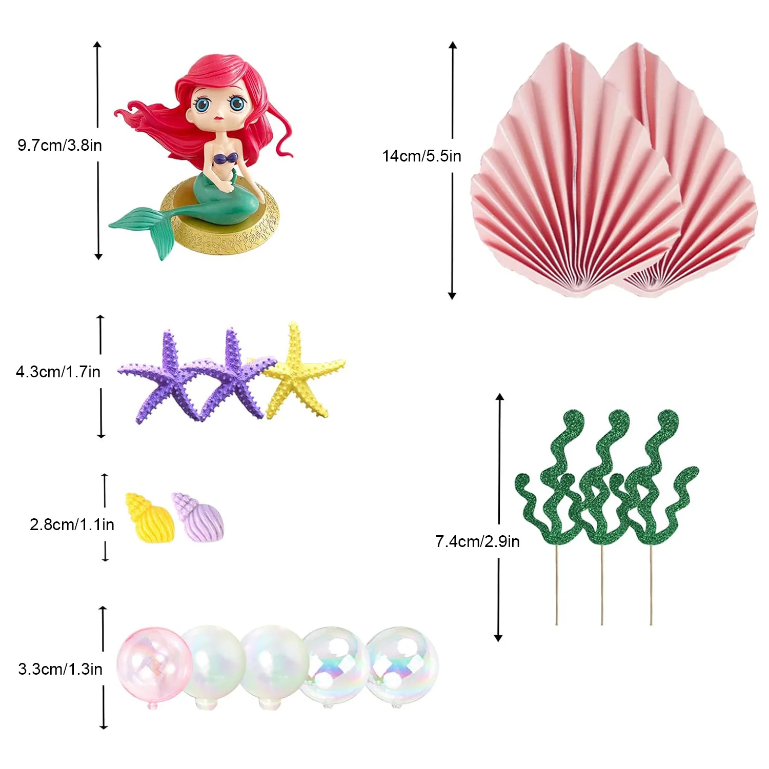 16 PCS Mermaid Cake Toppers for Mermaid Under the Sea Themed Birthday Wedding Baby Shower Party Decorations Supplies