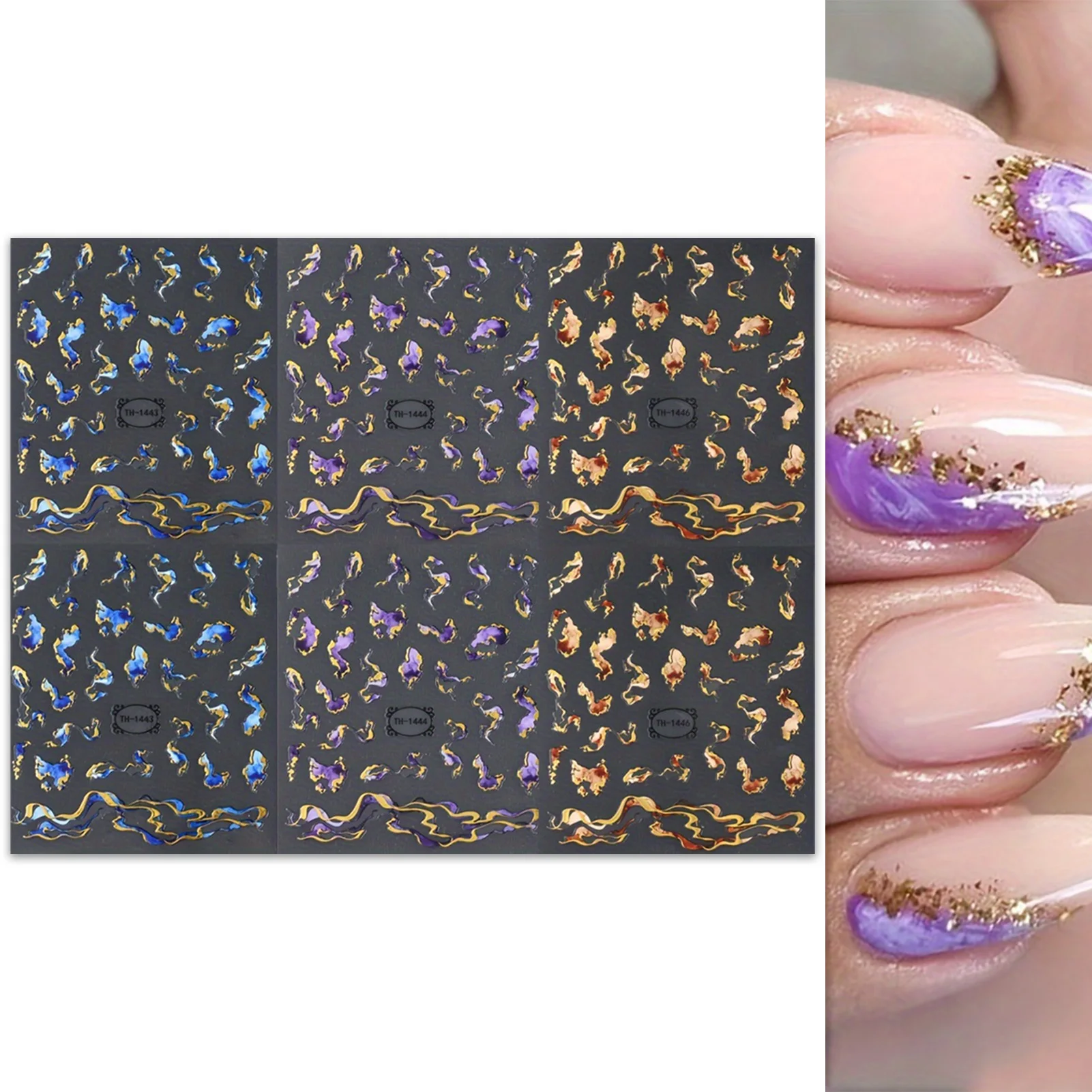 6 Sheets/set Marble Nail Stick - огляд і ціна Nail Art Simple Elegant