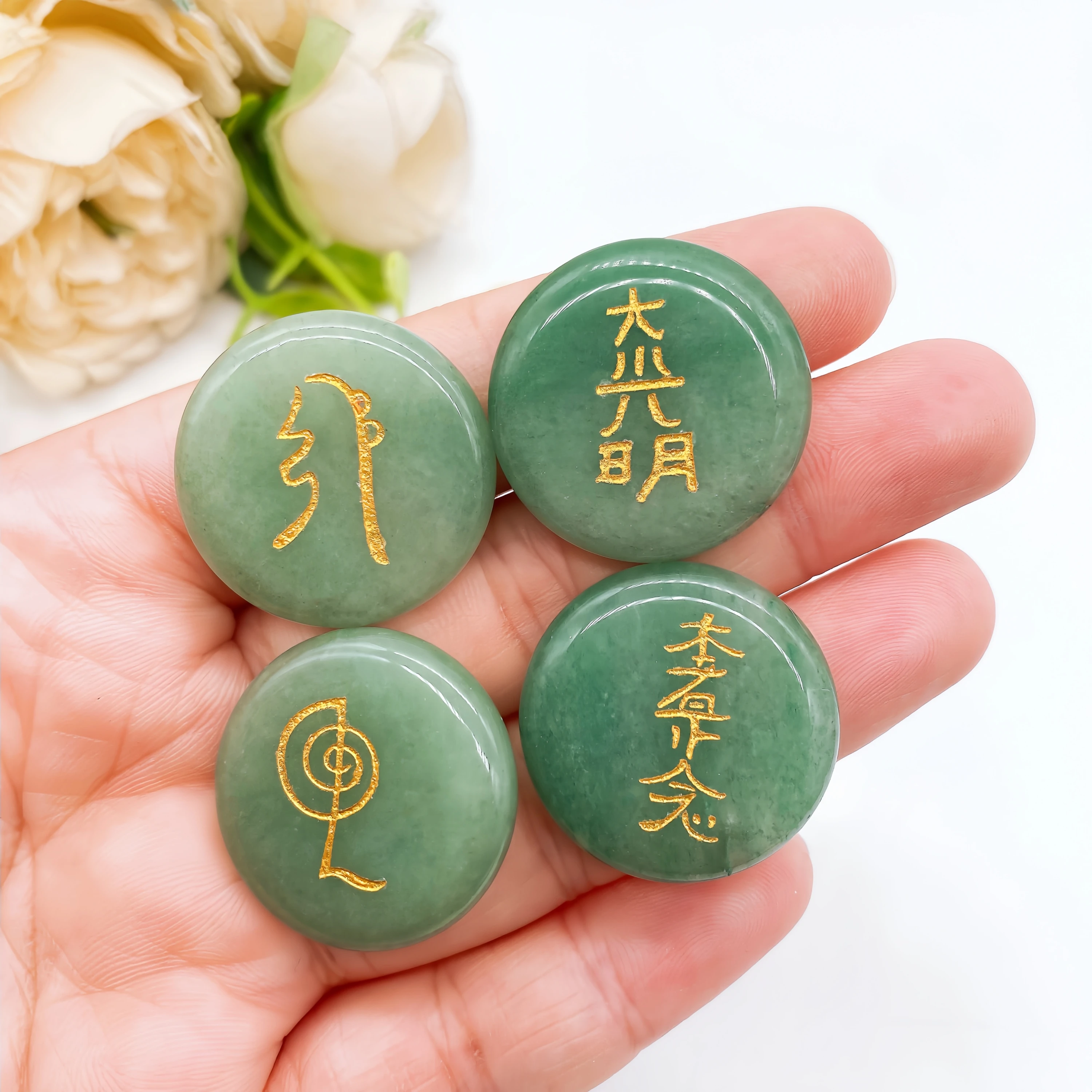 4pcs/set Natural Crystal Amethyst Tiger Eye Stone Quartz Symbol Palm Chakra Reiki Divination Healing  Home Decor Gift