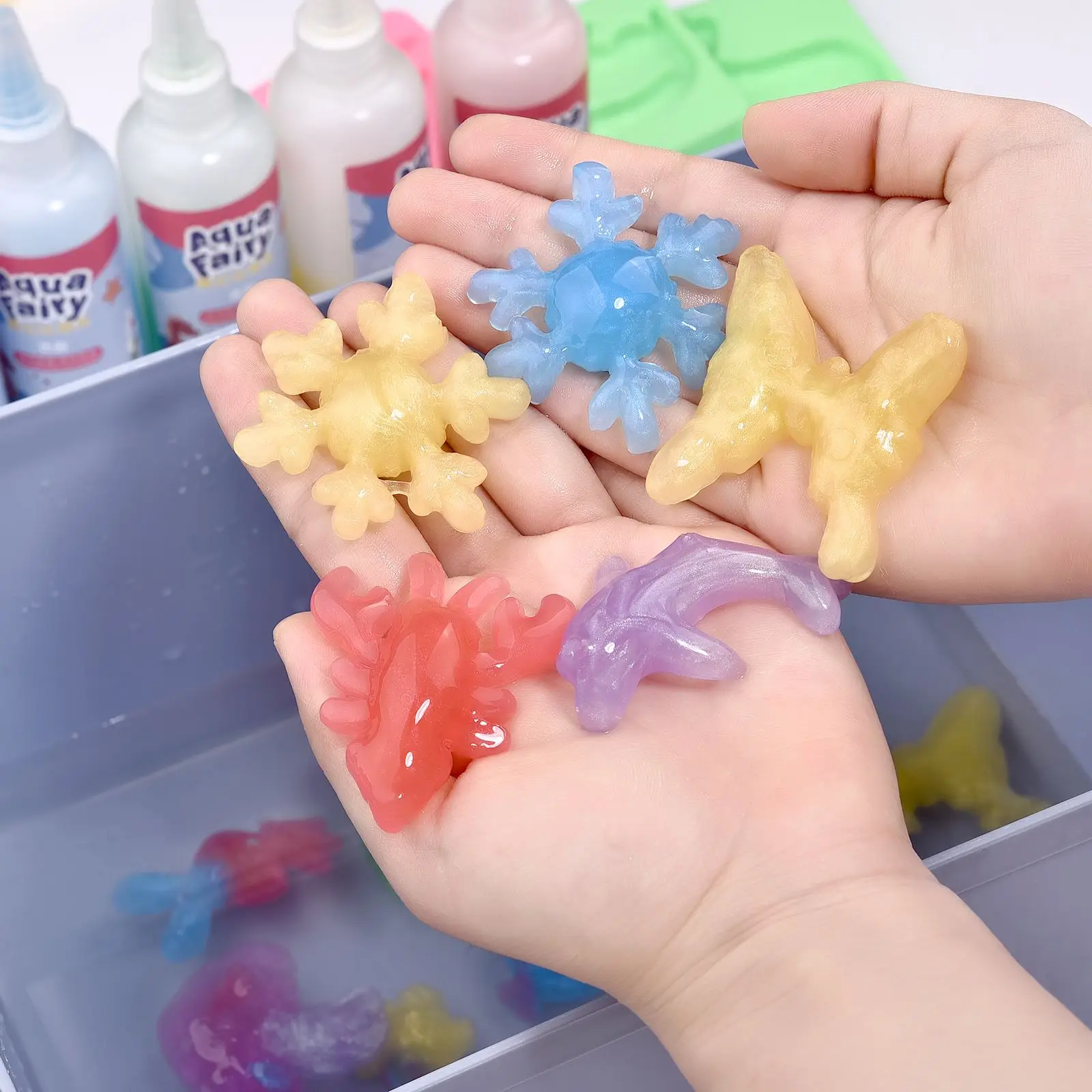 DIY Fairy Magic Water Elf Ocean Mold Pearlescent Solution 3D Handmade Kits Aqua Fairy Gel Toy Set Handicrafts Kids Children Gift