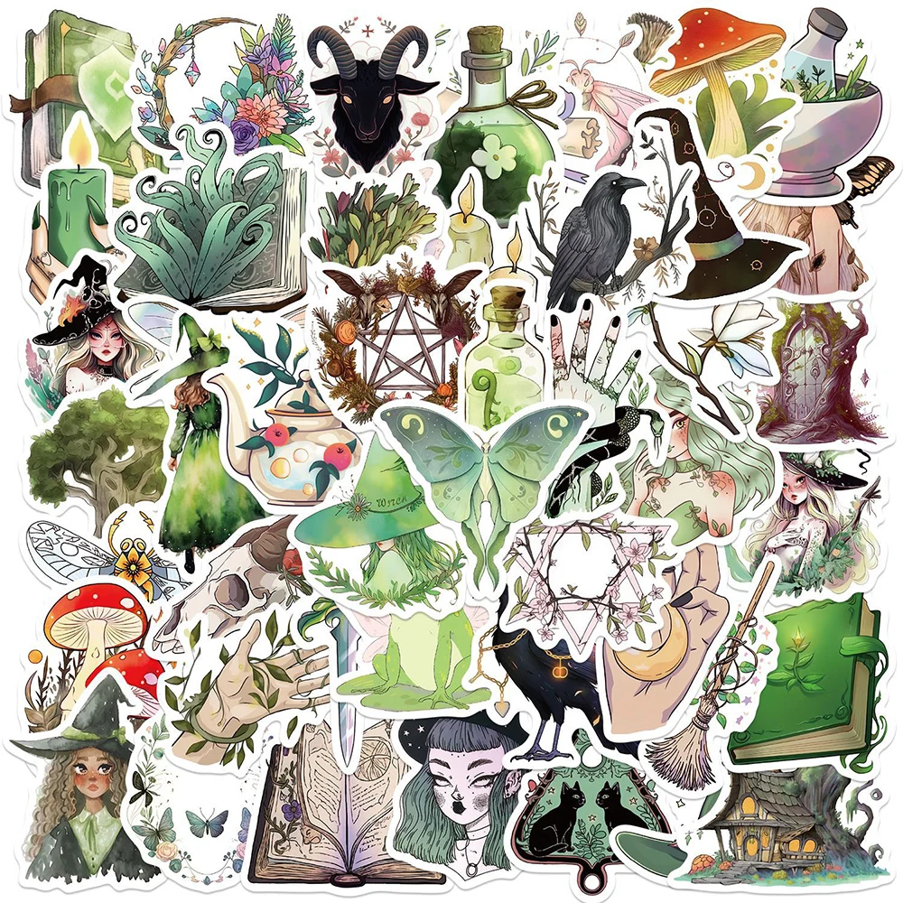 10/30/50pcs Gothic Magic Forest Witch Stickers Aesthetic Goth Decoration Decals DIY Phone Fridge Wall Cool Graffiti Sticker Pack