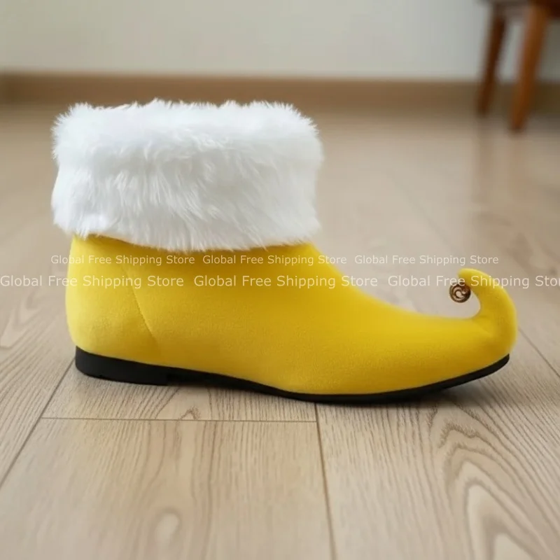 Neue Elfen-Santa-Claus-Schuhe für Erwachsene, rote Stiefeletten mit Glöckchen, Weihnachts-Cosplay-Party-Bühnen-Requisiten, Unisex-Schuhe mit rohem Rand – Detail 4