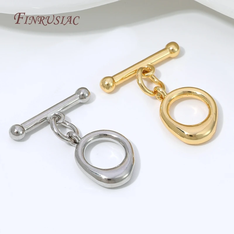 18K Gold Plated Irregular Oval OT Toggle Clasp,Smooth T Bar Clasp For Baroque Pearl Bracelet Necklace DIY Jewelry Findings