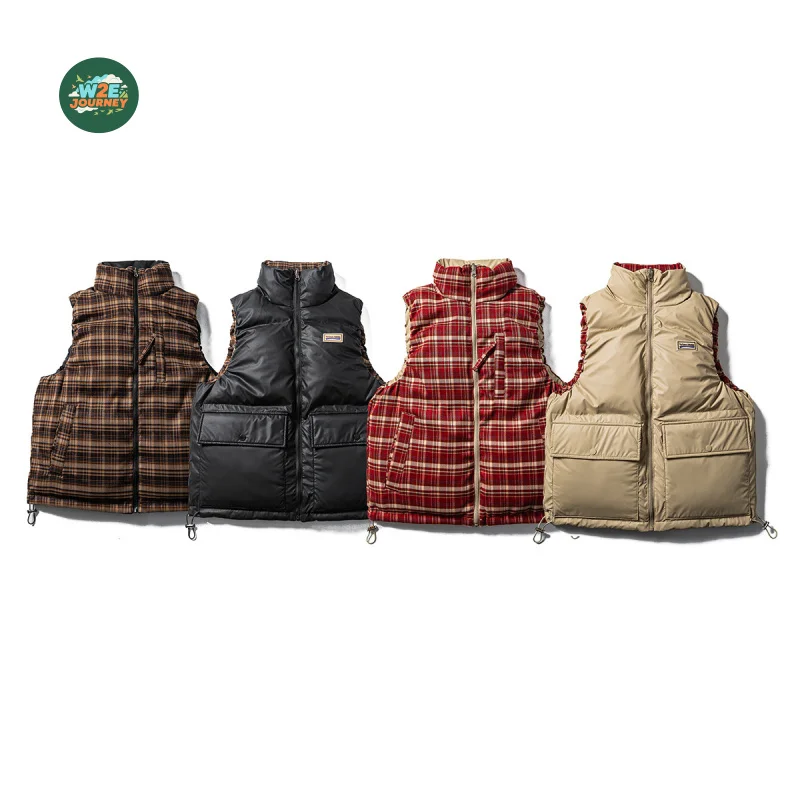 

W2EJOURNEY Высокое качество, размер ЕС, США, роскошная уличная одежда, модный брендовый зимний двубортный мужской жилет с воротником-стойкой