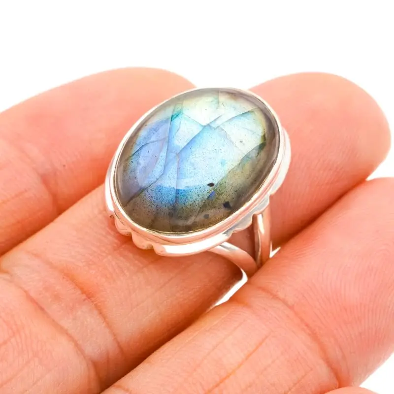 

StarGems® Natural Labradorite Handmade 925 Sterling Silver Ring 5.75 F0131