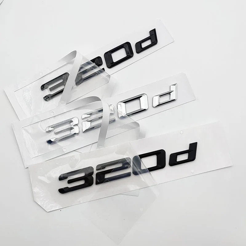 3D ABS Chrome Matt Black Logo 320d Emblem Letters Car Trunk Sticker 320d Accessories