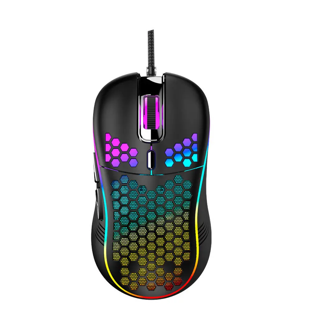 1 Stück ausgehöhlte RGB-Gaming-Maus mit Hintergrundbeleuchtung, schwarz, ergonomische kabelgebundene Computermaus, Waben-Kühldesign, perfekt für das Büro