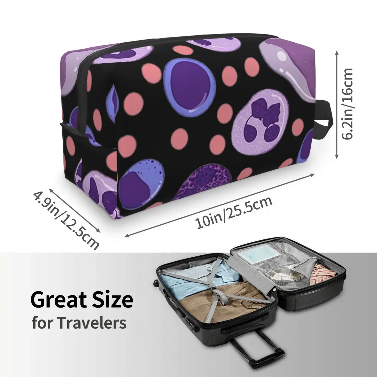 حقيبة مكياج كبيرة بنمط خلايا الدم البيضاء، منظم مستحضرات التجميل، مجموعة أدوات التخزين، حقيبة مستحضرات التجميل، مقلمة