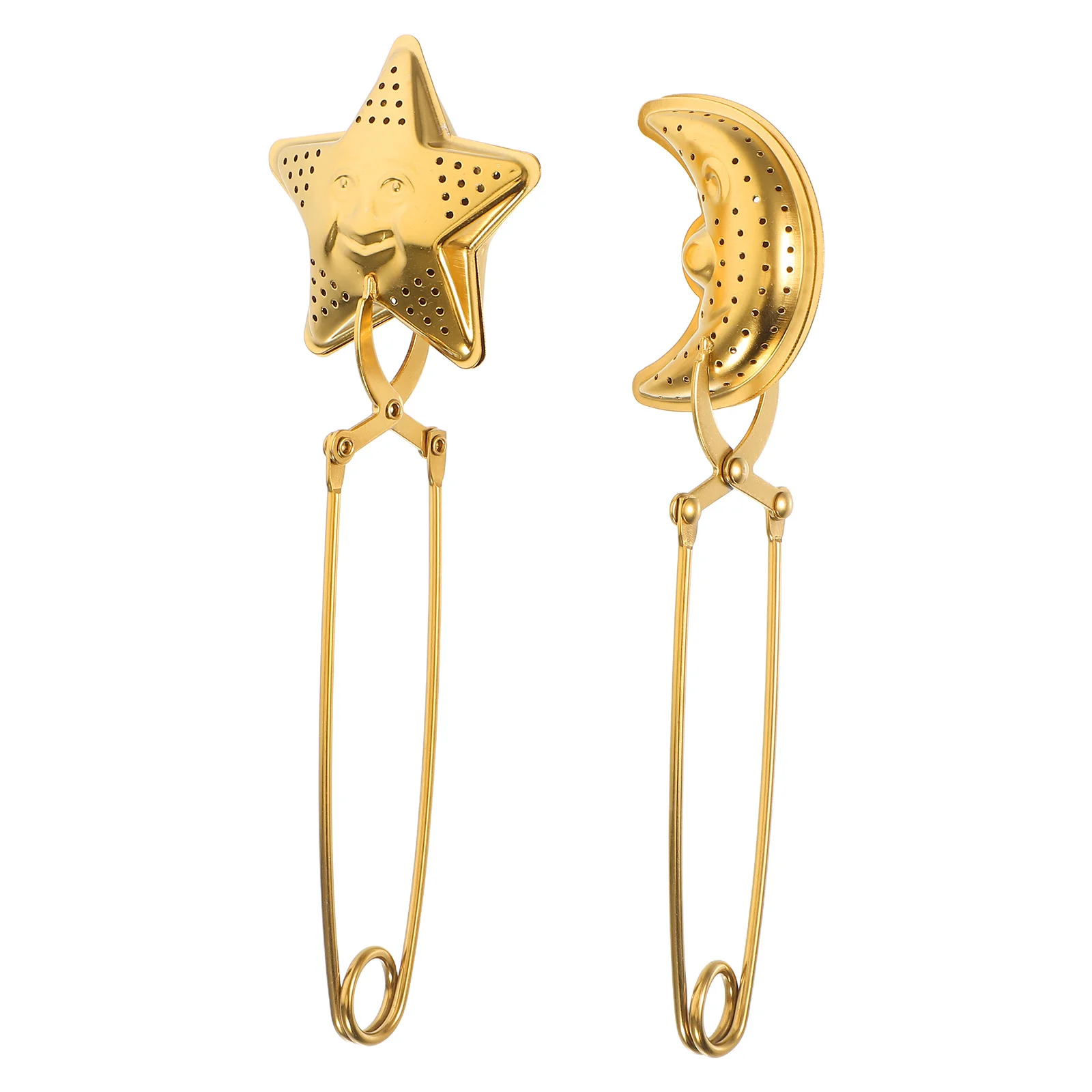 

2pcs Golden Strainer Stainless Steel Ball Infuser With Handle For Loose Leaf Tea Reusable Tea Pincer Filter Cup Residue Strainer