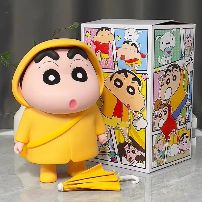 

40cm Raincoat Crayon Shin-Chan Desktop Ornament Movie Peripheral Series Anime Model Trendy Play Blind Box Toy