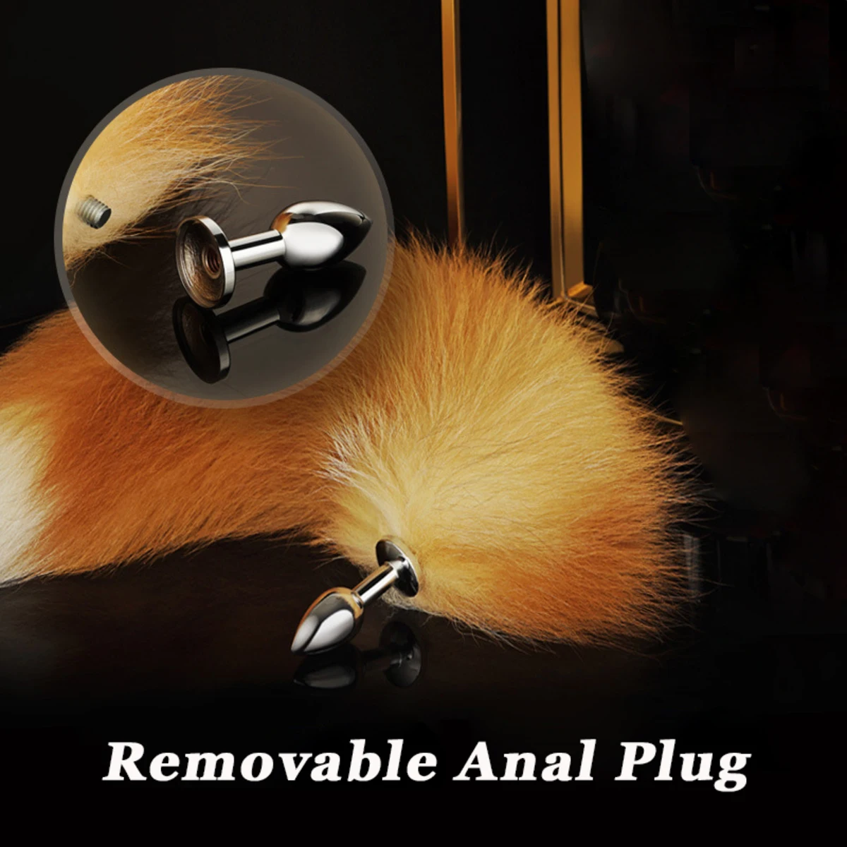 Long Fox Tail Anal Plug Sex Toy for Women Couple Stainless Steel Removable Buttplug SM Cospaly Butt Plug Tail for Adult Anal Toy