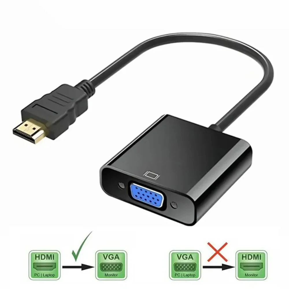 Kabel przejściowy HDMI na VGA 1080P Zgodny z HDMI męski na VGA żeński Konwerter wideo cyfrowo-analogowego do laptopa PC PS4 TV Box