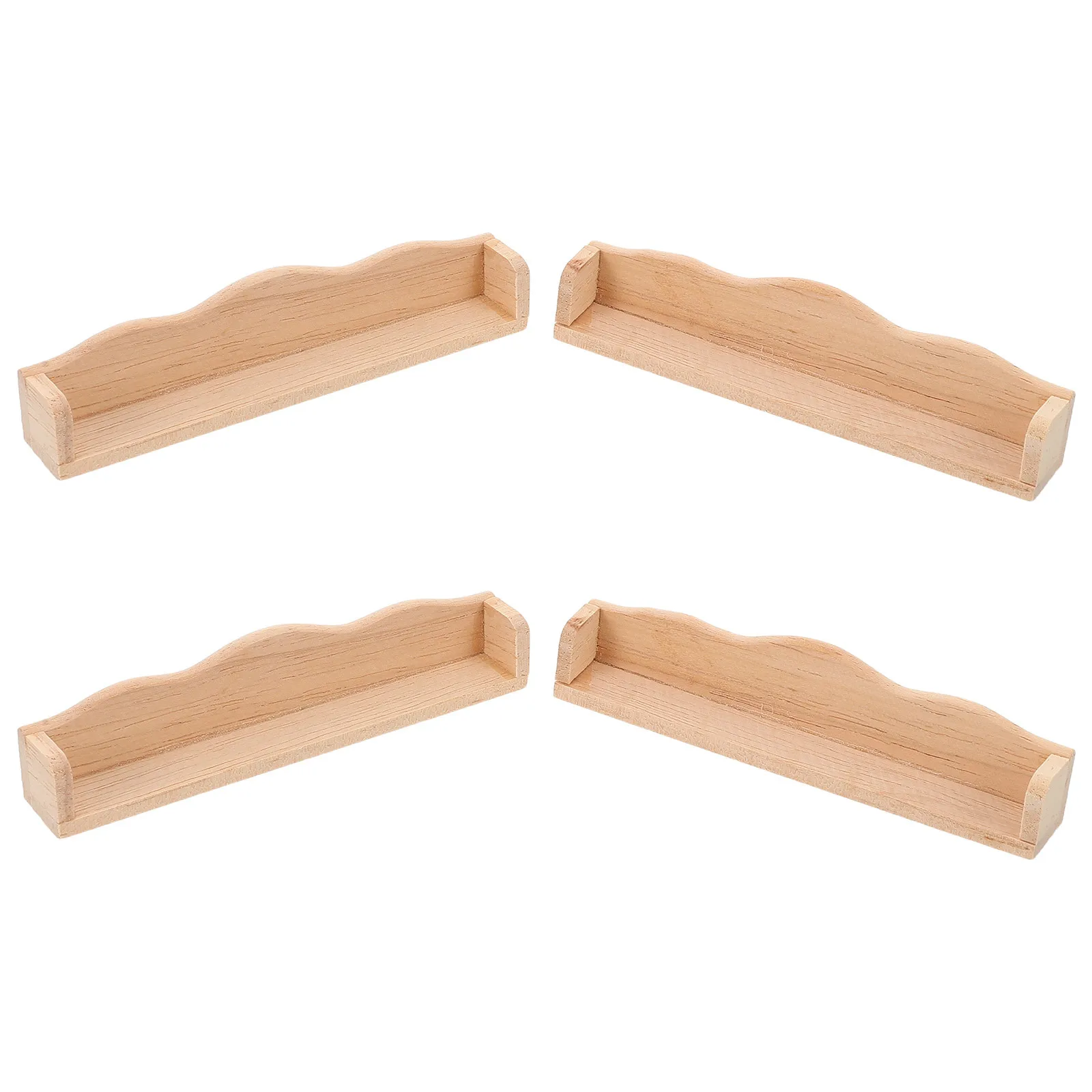 4Pcs 1:12 Scale Dollhouse Miniature Bookshelf Wall Mounted Floating Shelves for Nursery Decor Mini Furniture Accessories