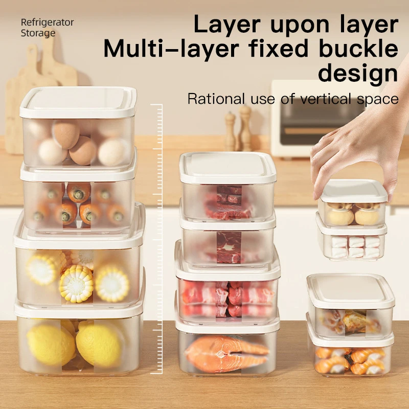 Cream Air Refrigerator Fresh-keeping Box Household Kitchen Food Freezing Sealed Fresh-keeping Box Food Grade Plastic Storage Box