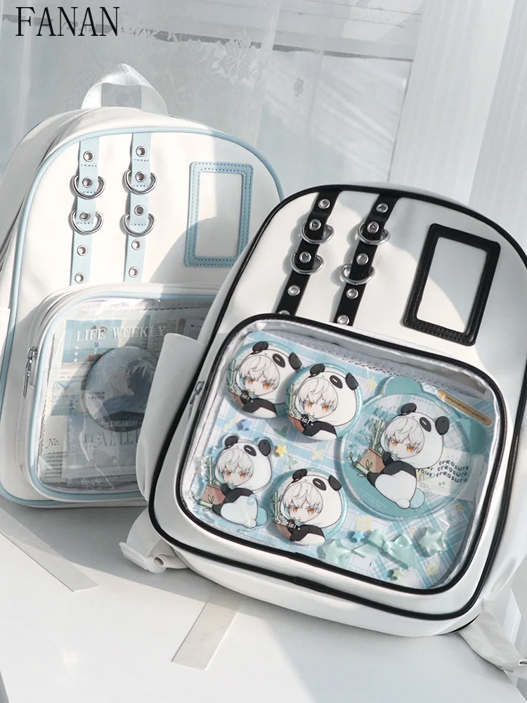 حقائب نسائية حقيبة كتف مدرسية شفافة حلوة ولطيفة حقائب ظهر للفتيات موضة 2026 حقيبة ظهر غير رسمية جديدة للنساء #5