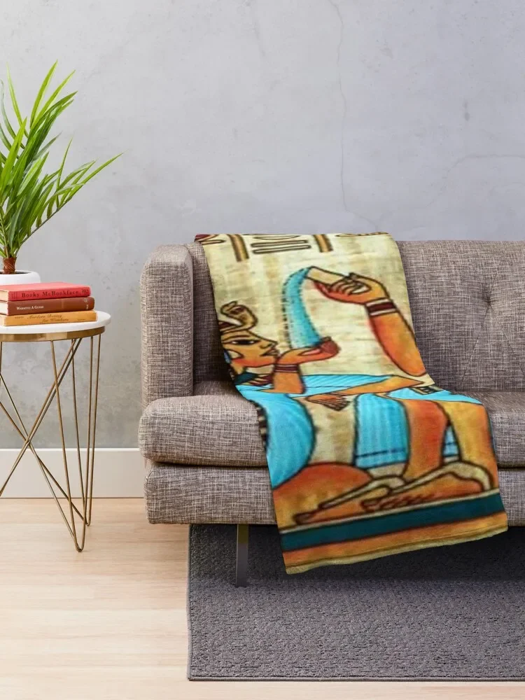 King Tut Perfuming His Wife Throw Blanket Beach Bed covers Cute Plaid Bed Fashionable Blankets