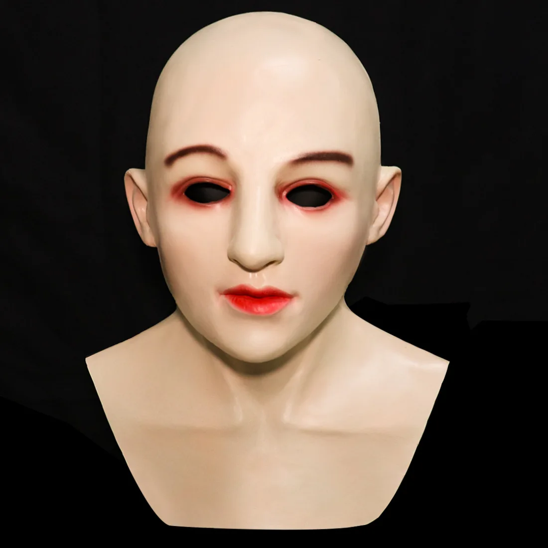

Realistic Woman Mask Bald Beauty Lady Headgear Latex Full Head Halloween Party Mask Female Face Cover Cosplay Costume Prop
