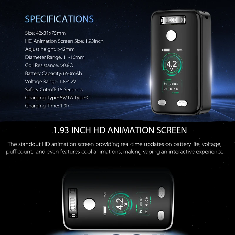 الأصلي Yocan UNI 3.0 صندوق وزارة الدفاع المرذاذ 650 مللي أمبير بطارية 10S التسخين المسبق ضبط الجهد 1.8-4.2 فولت 510 موضوع Vape عربات البطارية #4